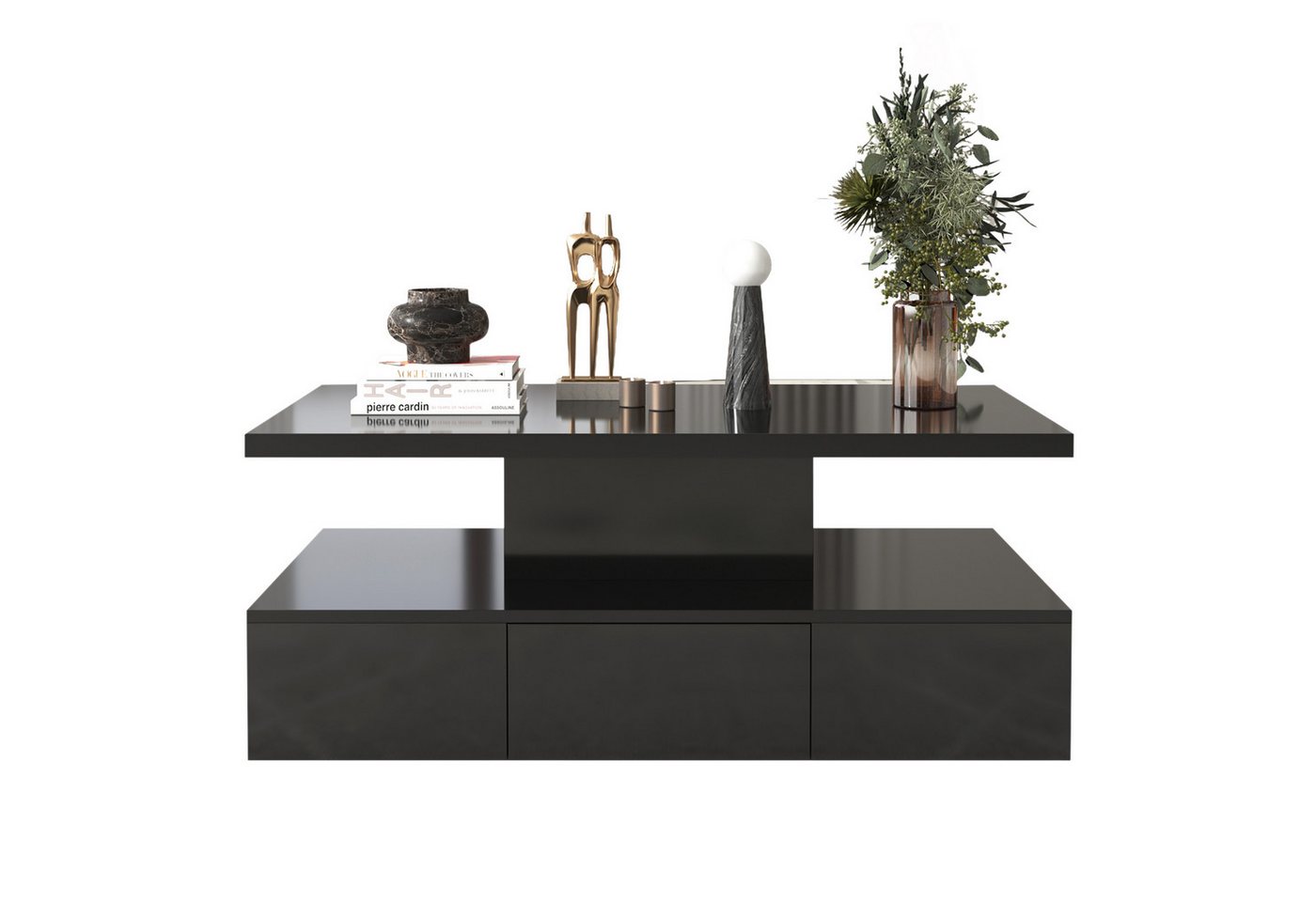 Celya Couchtisch Tisch mit Schubladen, Hochglanzlackierung, Beistelltisch mit zwei Ablageebenen, mit LED-Licht Celya Couchtisch Tisch mit Schubladen, Hochglanzlackierung, Beistelltisch mit zwei Ablageebenen, mit LED-Licht von Celya
