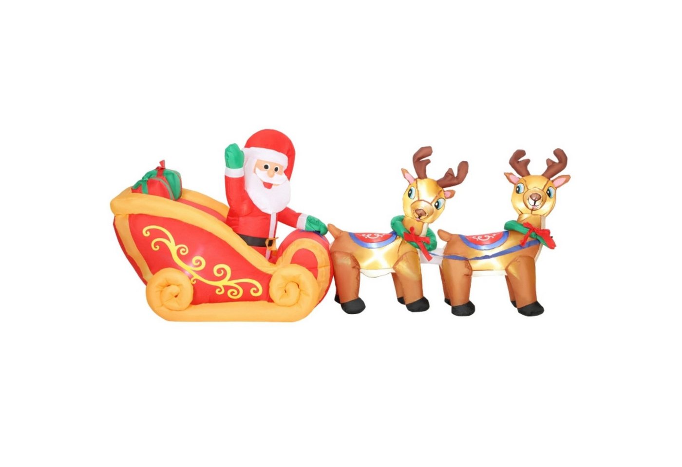 Celya Dekofigur Aufblasbare Weihnachtsdekoration (Weihnachtsmann im Rentierschlitten, Polyester) von Celya