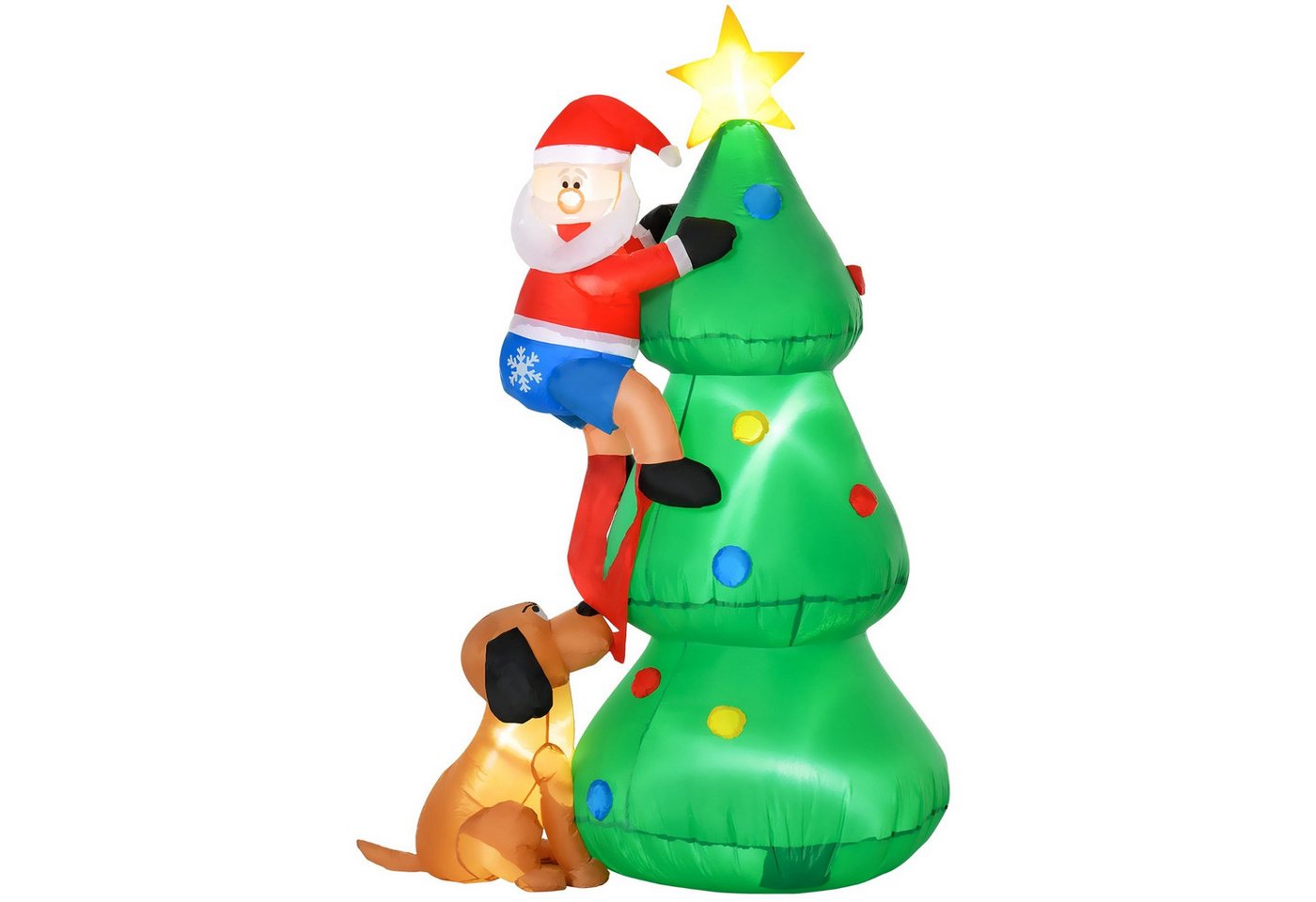 Celya Dekofigur Aufblasbarer Weihnachtsbaum, Weihnachtsdekoration, 1.8 m (Grün + Rot, inkl. Gebläse, 123 cm x 85 cm x 180 cm) von Celya