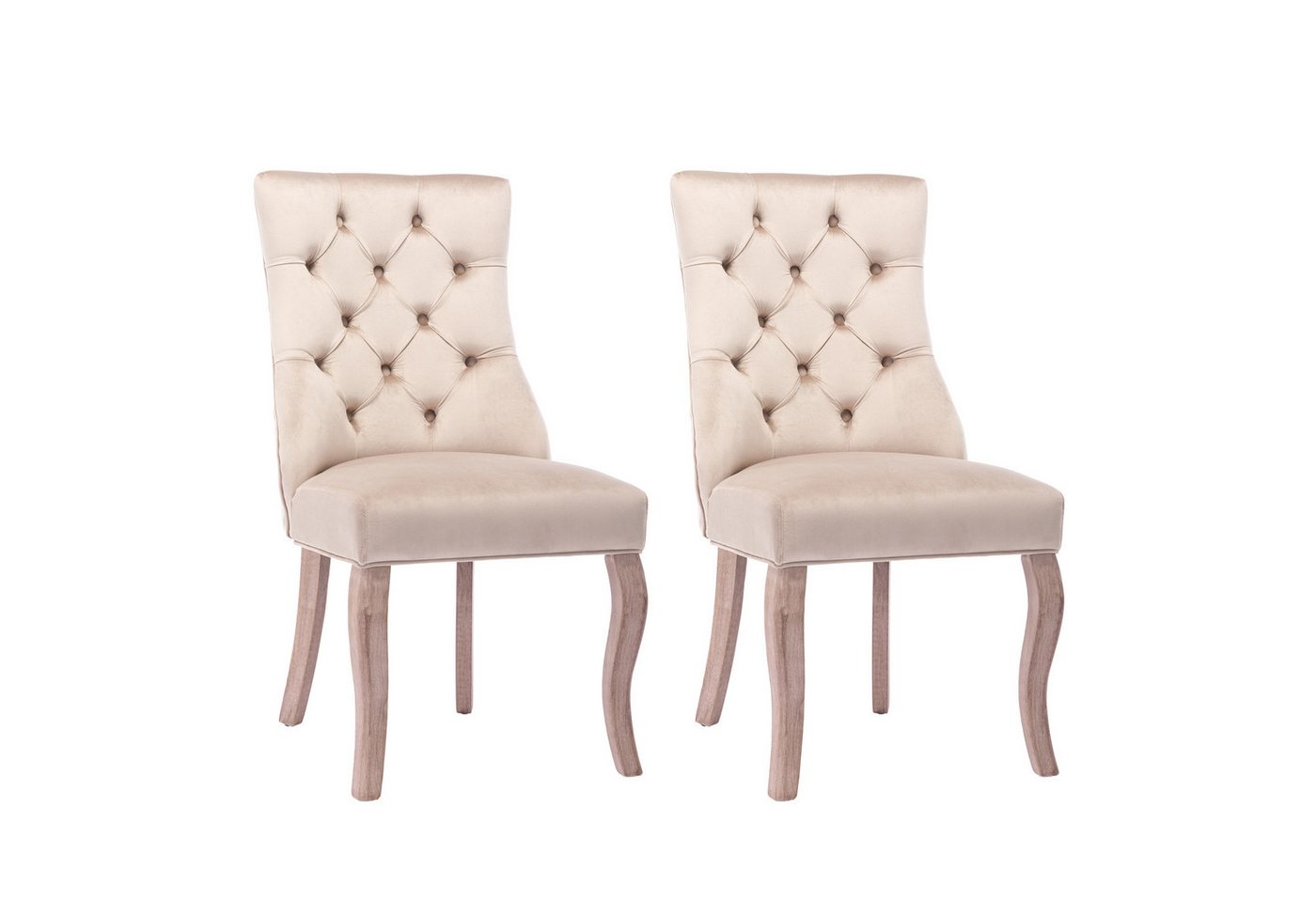 Celya Esszimmerstuhl 4-Fußstuhl, Stuhl Beige Samt Esszimmerstuhl,hohe Rückenlehne (2 St), mit Knopfsteppung, Gestell aus Massivholz, Beige von Celya