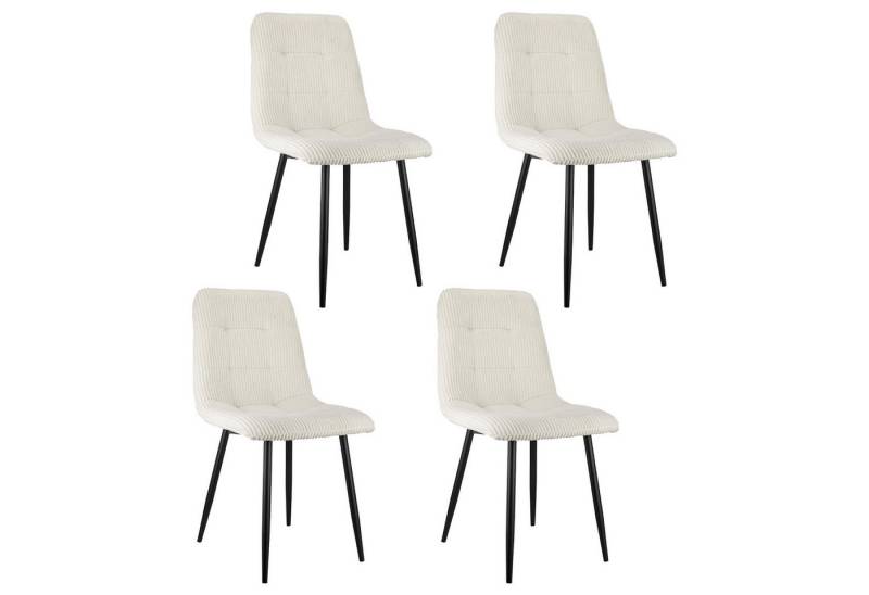 Celya Esszimmerstuhl 4er Set Esszimmerstuhl mit gepolstertem Sitz und Metallgestell, Bequeme Stühle in Leinen oder Cordstoff für modernes Wohnen von Celya