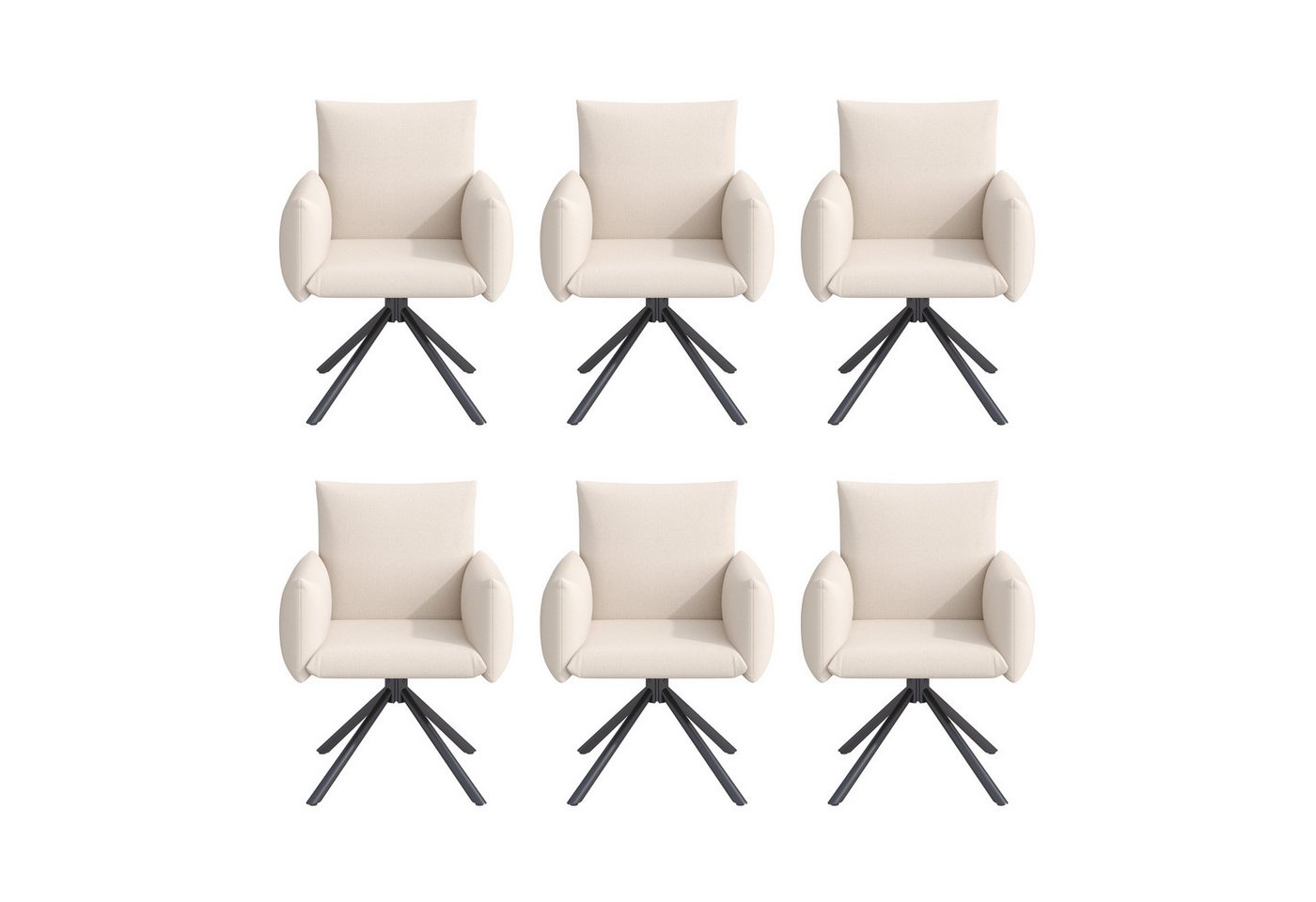 Celya Esszimmerstuhl Esszimmerstühle Set, Gepolsterter Sessel mit 4 Metallbeinen (6 Esszimmerstühle Set), 360° Lässiger Drehstuhl, Wohnzimmer Schlafzimmerstuhl von Celya