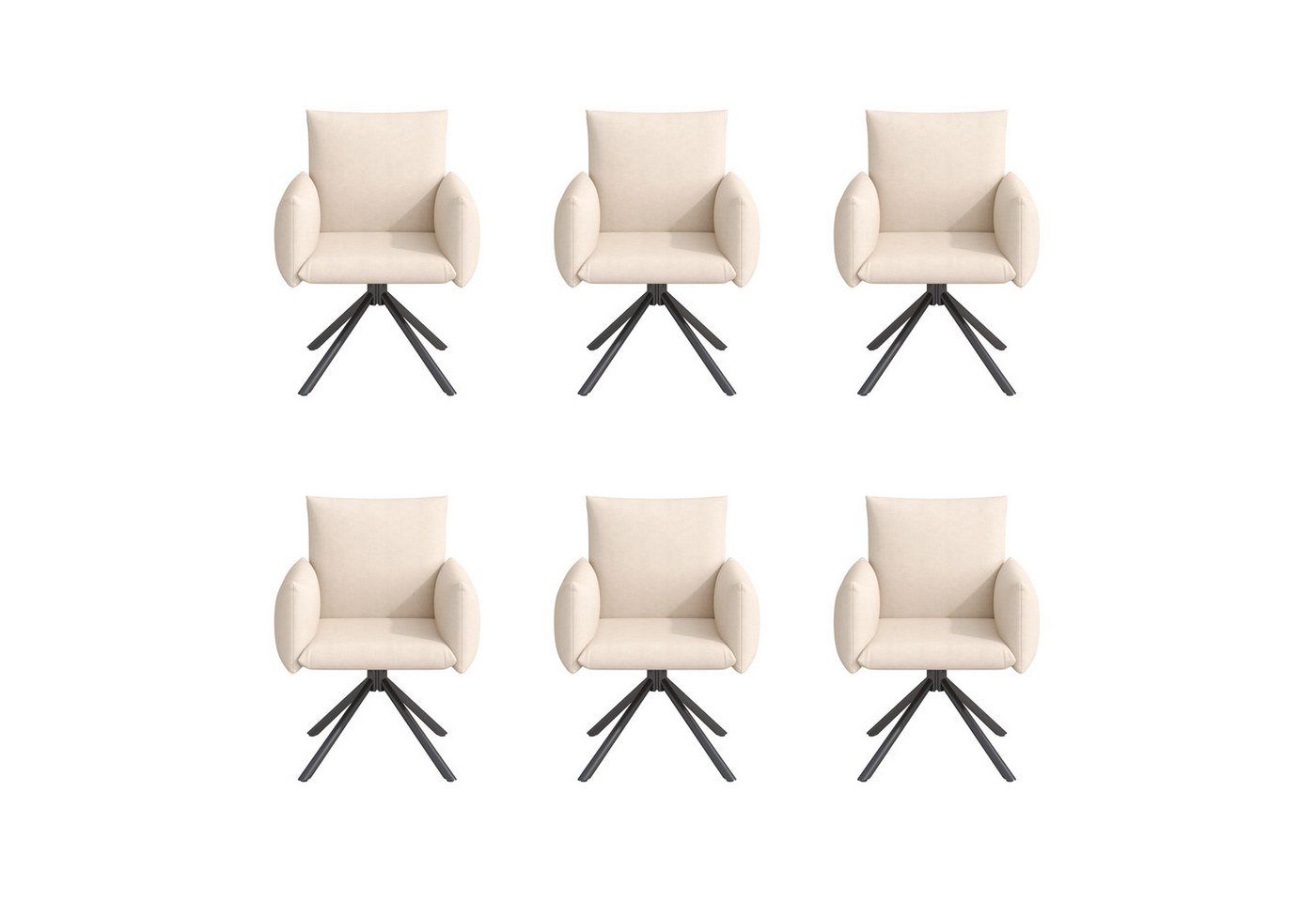 Celya Esszimmerstuhl Esszimmerstühle Set, Gepolsterter Sessel mit 4 Metallbeinen (6 Esszimmerstühle Set), 360° Lässiger Drehstuhl, Wohnzimmer Schlafzimmerstuhl von Celya