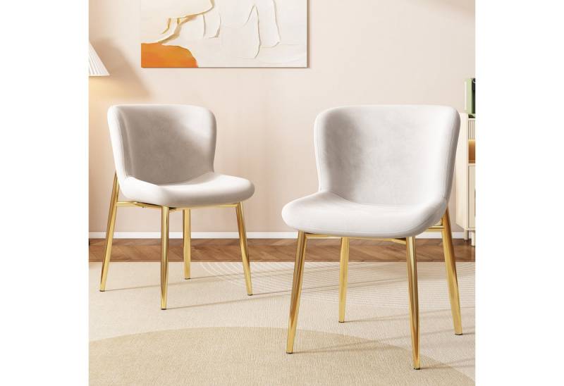 Celya Esszimmerstuhl Loungesessel aus Samt mit vier Metallfüßen (Einzelner Deluxe Wohn- und Schlafzimmersessel), Wohnzimmer, 2er-set, Schlafzimmer von Celya