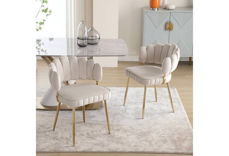 Celya Esszimmerstuhl Samt 2er Set, Freizeit Einzelstuhl mit goldenen Füßen, für Arbeitszimmer, Wohnzimmer, Schlafzimmer von Celya