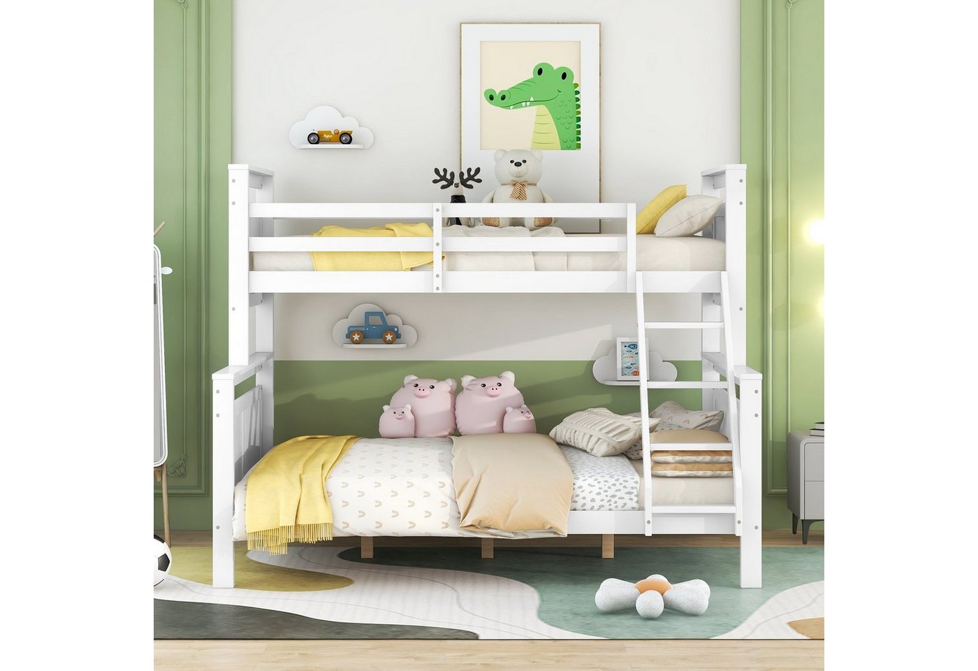 Celya Etagenbett Etagenbett mit Leiter und Sicherheitsgeländer,90(140)x200cm, umbaubar in 2 getrennte Betten, Holzbett für Kinder von Celya
