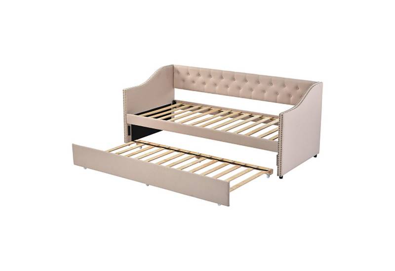 Celya Funktionsbett Daybett Polsterbett Kinderbett Gästebett Bettgestell 90x200cm, Ausziehbares Schlafsofa von Celya