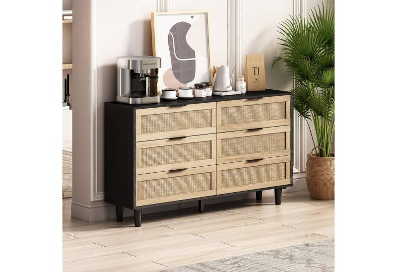 Celya Kommode Kommode Rattan mit 6 Schubladen, Sideboard (130CM Kommode) von Celya