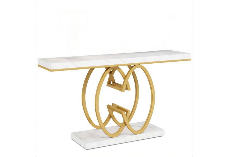 Celya Konsolentisch 140 cm Moderner Gold Eingangsbereich, mit geometrischem Metallsockel von Celya