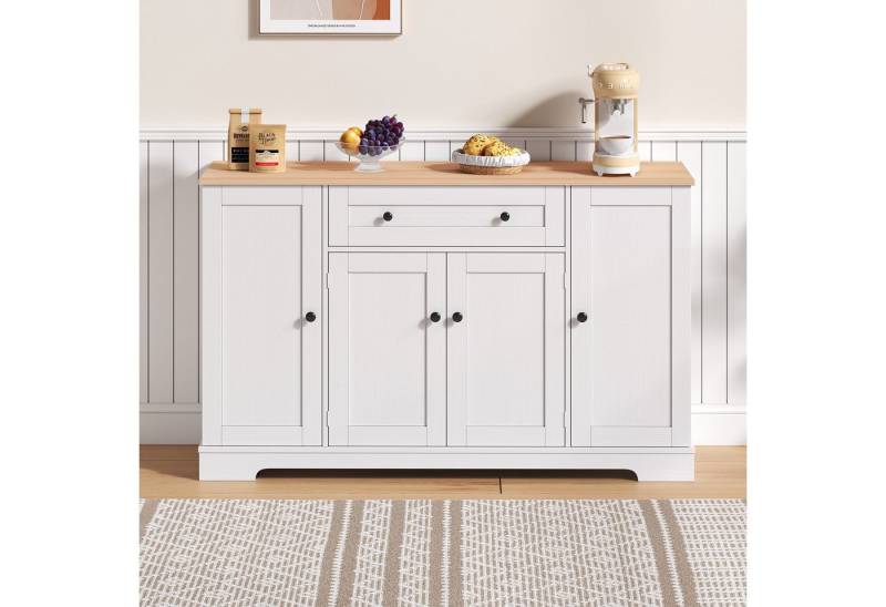 Celya Küchenbuffet Multifunktionales Küchenbuffet, 138 cm Sideboard mit Schublade (Modernes Design mit Kippschutz, ideal für Küche, Wohnzimmer & Schlafzimmer) Regaltüren & verstellbaren Einlegeböden von Celya