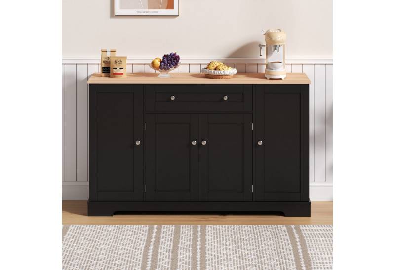Celya Küchenbuffet Multifunktionales Küchenbuffet, 138 cm Sideboard mit Schublade (Modernes Design mit Kippschutz, ideal für Küche, Wohnzimmer & Schlafzimmer) Regaltüren & verstellbaren Einlegeböden von Celya