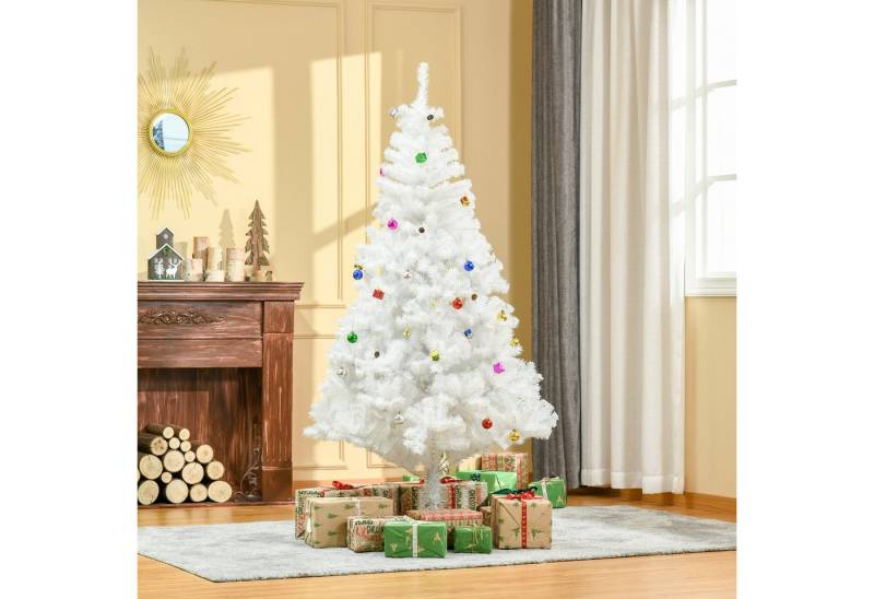 Celya Künstlicher Weihnachtsbaum künstlicher Christbaum 180cm mit Ständer und Dekor in Weiß, 105 x 180 cm (BxH) von Celya