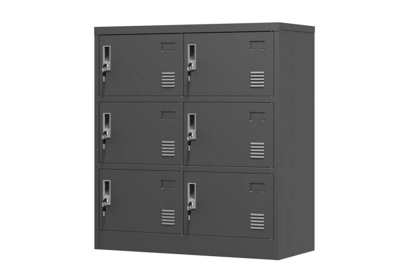 Celya Mehrzweckschrank Metall-Schränke mit Schloss, Sicherer Aufbewahrungsschrank (Sicherer Aufbewahrungsschrank mit Kartenfach (Schwarz), für Büro, Fitnessstudio, Schule & Zuhause) 6-Türige Metall-Schränke, H 100 cm × B 90 cm × T 40 cm von Celya