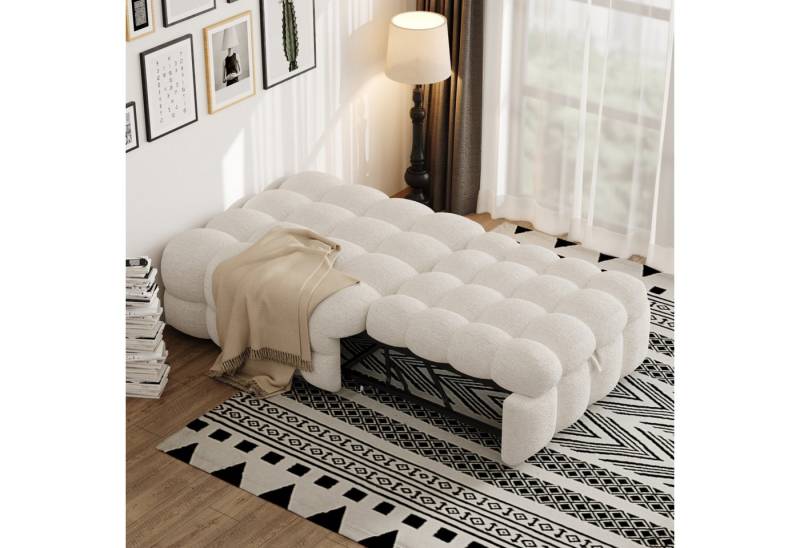 Celya Polsterbett Einzelbett, 2-in-1-Fußhocker, Ausziehbares Schlafsofa (Ohne Matratze), Polsterbett, Puffy-Bett,Teddy-Stoff von Celya