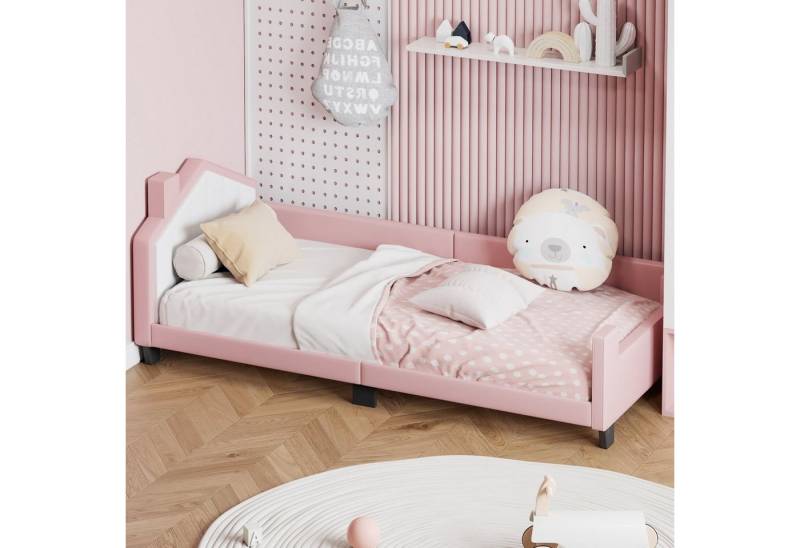 Celya Polsterbett Kinderbett PU-Leder Kinderschlafsofa, mit Kopf- und Fußteil, 90 x 200 cm von Celya