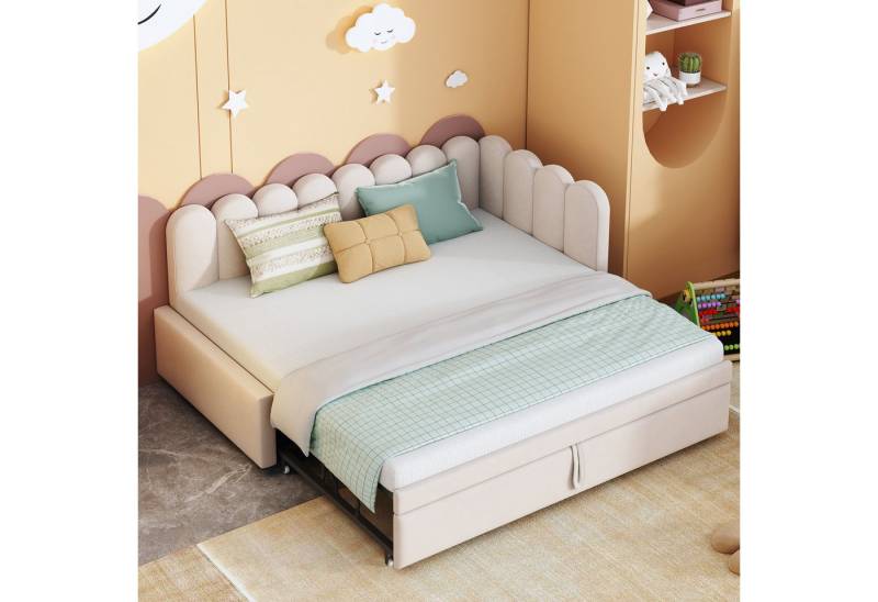 Celya Schlafsofa 2-in-1 Multifunktions-Schlafsofa in L-Form, 90/180 x 200 cm, Samtrosa Polsterbett Platzsparendes Design von Celya