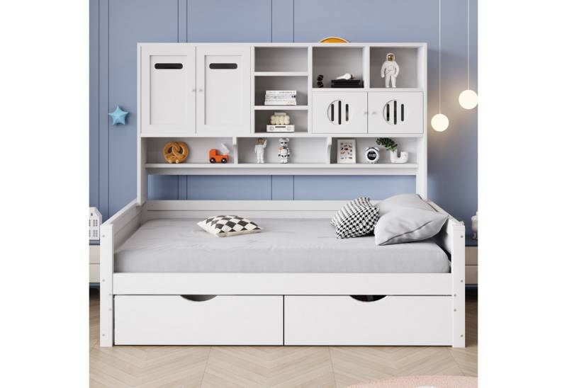 Celya Schlafsofa Holzsofa-Bett 90 x 200 cm, multifunktionaler Stauraum, große Schublade, Einzelbett, Jugendbett, Lattenrost von Celya