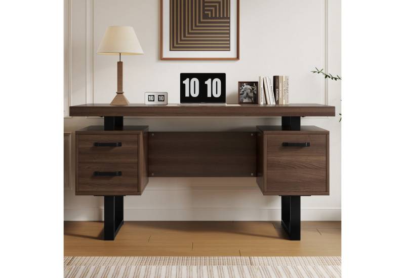Celya Schreibtisch Schreibtisch im minimalistischen Stil, MDF-Schreibtischplatte (geräumige Schreibtischplatte, effiziente Aufbewahrung), geräuschlose Schublade, Ordnerschublade, spritzwassergeschützte von Celya