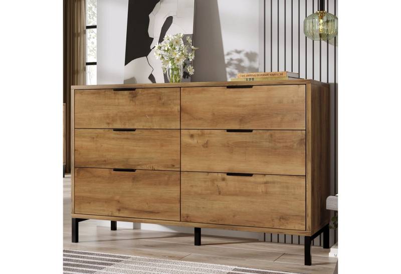 Celya Sideboard Kommode Sideboard mit 6 Schubladen 120 x 40 x 83 cm, Sideboard Highboard für Schlafzimmer und Wohnzimmer von Celya