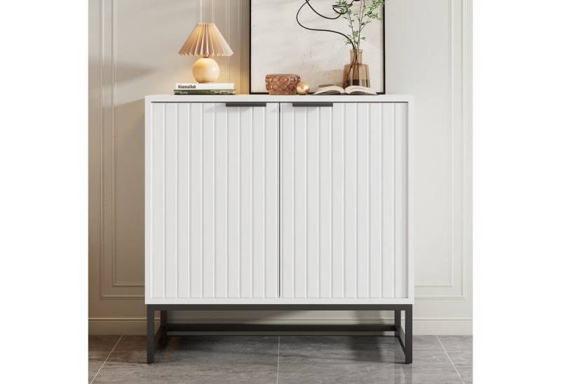 Celya Sideboard Sideboard mit Metallgriffen und Rahmenbeinen (Standschrank Lagerung Schrank), Moderne Sideboard Kommode mit 2 Türen in Vakuum-Formgebung von Celya