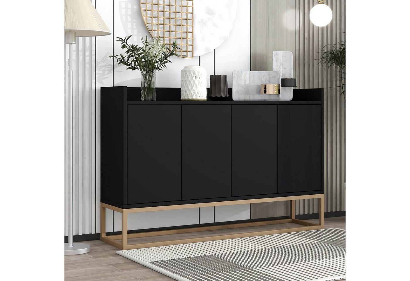 Celya Sideboard mit vier Türen für Esszimmer, Wohnzimmer, Küche, 120×30×80cm(L/B/H) von Celya