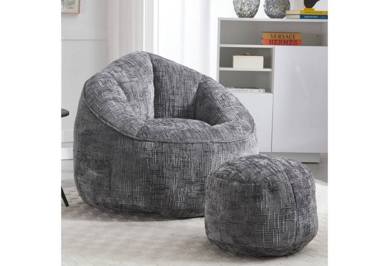 Celya Sitzsack Sofa Stuhl Hochdruck Schaumstoff Sitzsack Stuhl mit Fußstütze, mit gepolsterten Schaumstoffpolsterung komprimiert Sitzsack,Grau von Celya