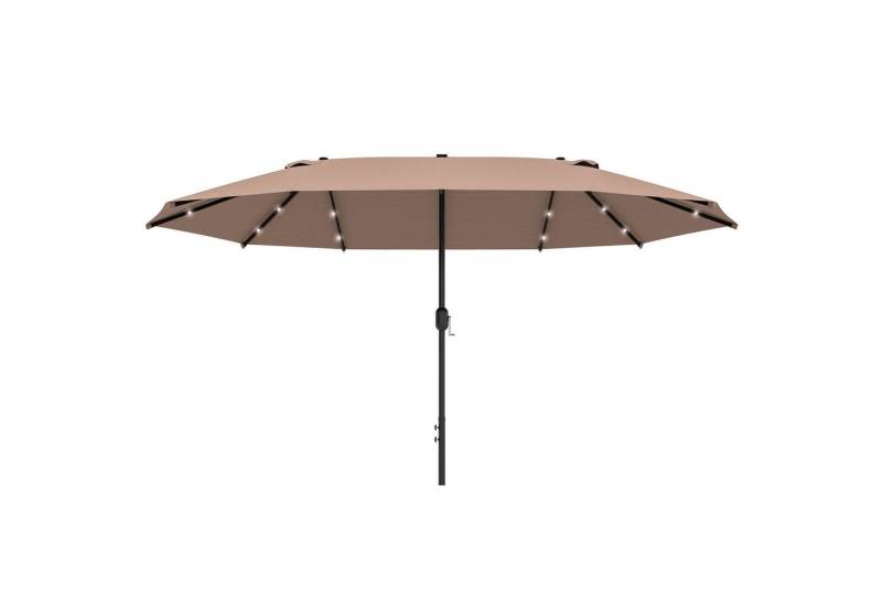 Celya Sonnenschirm Sonnenschirm Balkonaus mit LED, Gartenschirm mit Handkurbel, LxB: 240x256 cm, Gartenschirm Terrassenschirm groß oval, mit Handkurbel und Metallgestell in Khaki, mit LED Doppelsonnenschirm 440 x 260 cm Gartenschirm von Celya