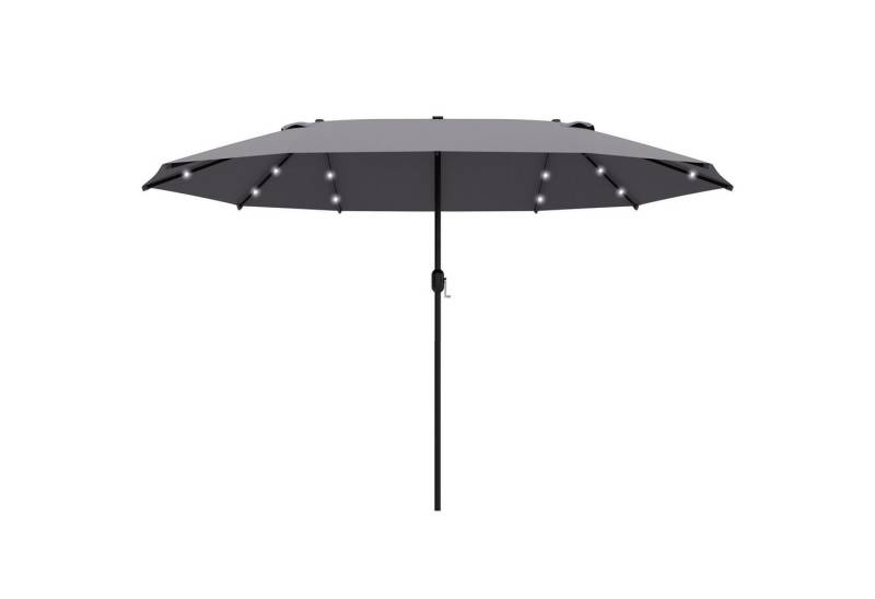 Celya Sonnenschirm Sonnenschirm mit Kippfunktion Balkon, Doppelsonnenschirm mit LED, Doppelsonnenschirm mit Handkurbel, ovaler Terrassenschirm aus Metall, dunkelgrau, Sonnenschirm 440 x 260 cm mit LED Beleuchtung von Celya