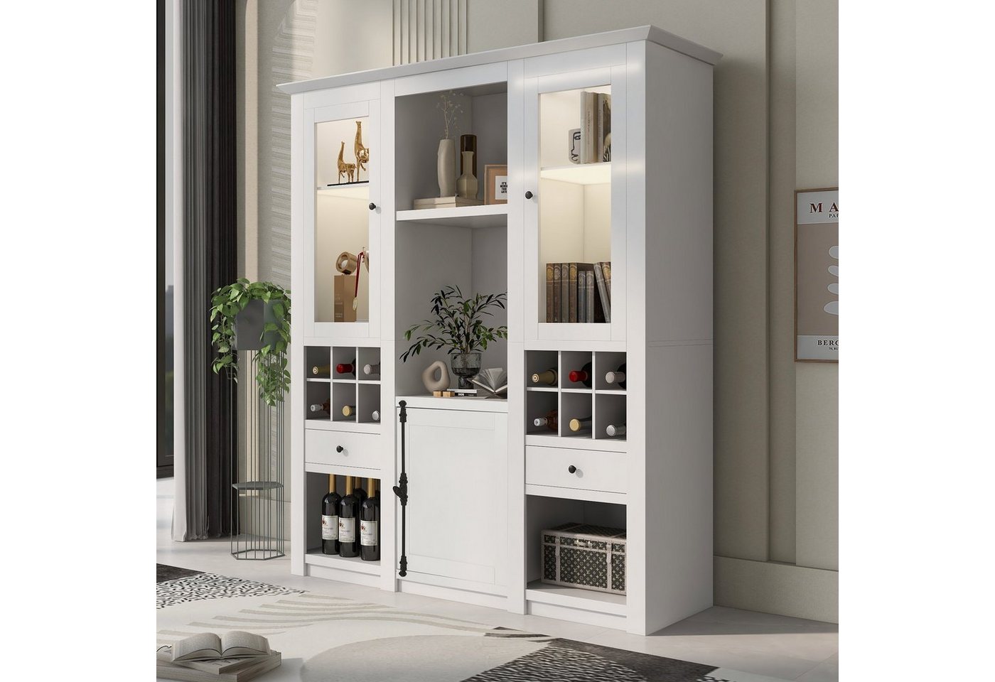 Celya Stauraumvitrine Vitrine mit LED Beleuchtung Vitrinenschrank WeiB LED Vitrine für Wohnzimmer Celya Stauraumvitrine Vitrine mit LED Beleuchtung Vitrinenschrank WeiB LED Vitrine für Wohnzimmer von Celya