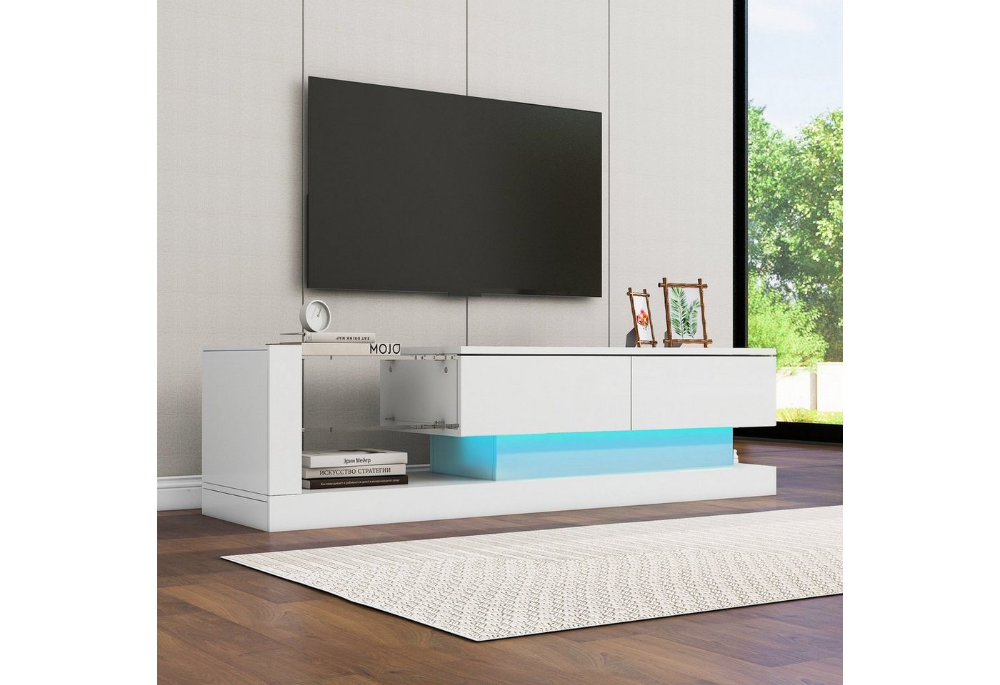 Celya TV-Schrank Stilvoller TV-Schrank - 1,4m lang,LED-Beleuchtung,60 Zoll TV-Fläche von Celya