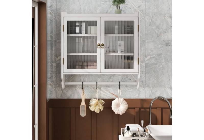 Celya Wandhängeschrank Glas-Wandregal, Hängeschrank küche, 63cm Wandregal mit Handtuchhalter für Küche und Esszimmer Celya Wandhängeschrank Glas-Wandregal, Hängeschrank küche, 63cm Wandregal mit Handtuchhalter für Küche und Esszimmer von Celya