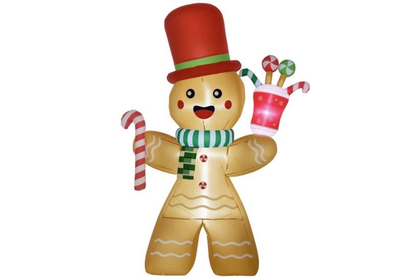 Celya Weihnachtsfigur Aufblasbarer Lebkuchenmann, 2,35 m, mit LED-Lichtern (Weihnachtsdeko, wetterfest, inkl. Gebläse, Mehrfarbig) von Celya