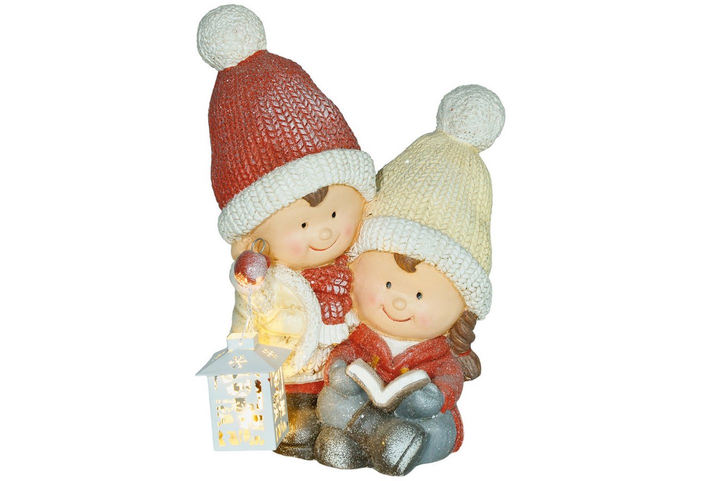Celya Weihnachtsfigur Weihnachtsdeko Figur, Weihnachtswichtel mit Buch und Laterne (Dekofigur zu Weihnachten, für In- und Outdoor, 45 cm Weihnachtsfigur mit LED-Licht) von Celya