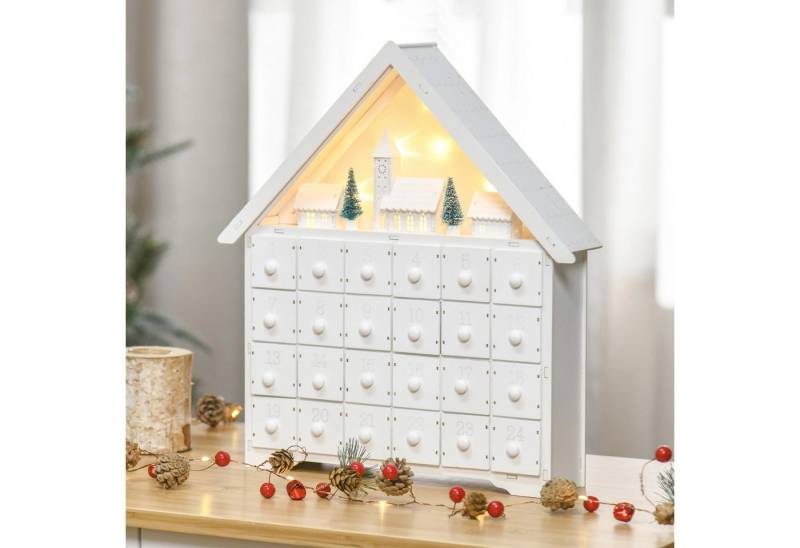 Celya befüllbarer Adventskalender Adventskalender zum Befüllen mit 24 Schubladen & LED-Lichtern (39 x 9 x 42 cm) von Celya
