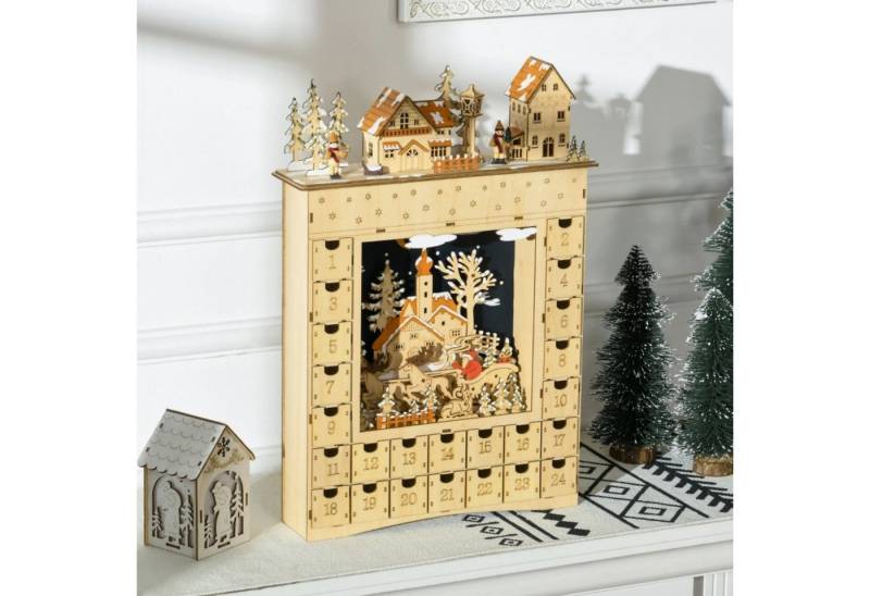 Celya befüllbarer Adventskalender Befüllen 24 Schubladen Fächer Weihnachtskalender, mit LED-Lichtern Naturholz 36 x 9 x 52 cm Celya befüllbarer Adventskalender Befüllen 24 Schubladen Fächer Weihnachtskalender, mit LED-Lichtern Naturholz 36 x 9 x 52 cm von Celya