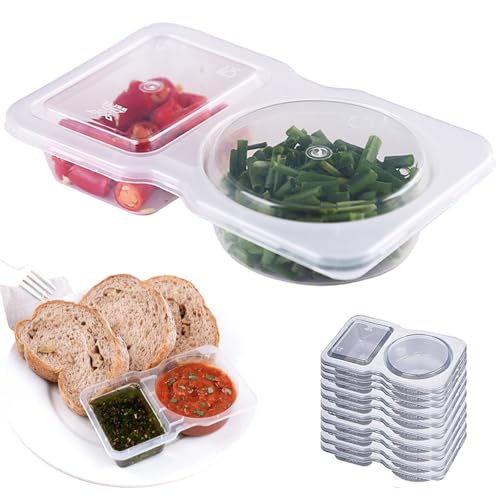 10/15/20/30/40/50 Pack Double Compartment Condiment Container, 5 Oz Condiment Containers with Lids, Reusable ＆ Disposable, 2 Compartment Snack Containers for Work Sauce Snack (10 Pack) von Cemssitu
