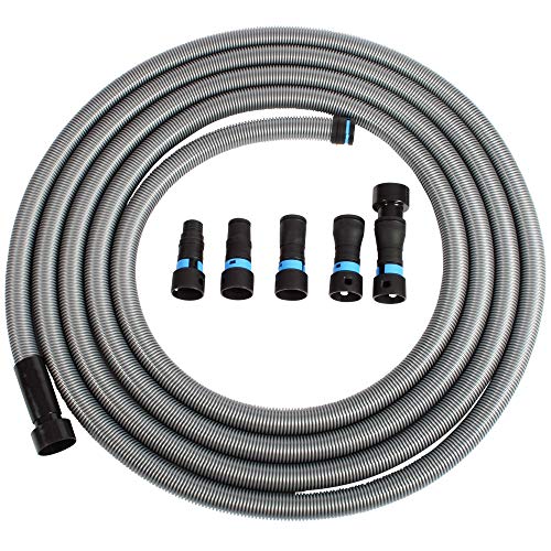 Cen-Tec Systems 94731 Quick Click 9,2 m Schlauch für Home und Shop Staubsauger mit erweitertem Multi-Marken-Elektrowerkzeug-Adapter-Set zur Staubsammelung, silber von Cen-Tec Systems