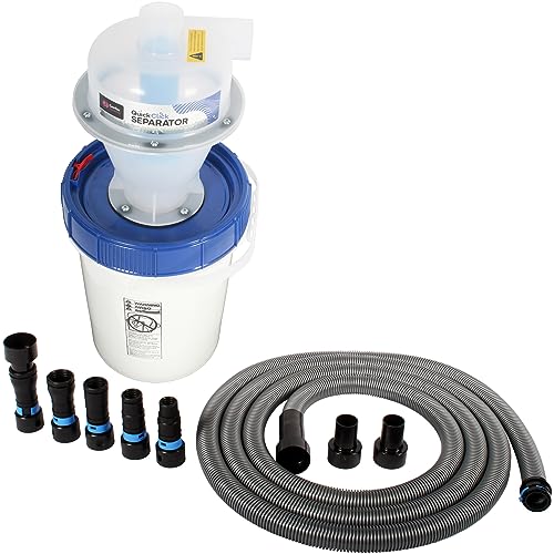 Montierter Quick Click Staubabscheider mit 1,8 l verschließbarem Auffangbehälter und Elektrowerkzeug-Adapter-Set mit 4,6 m Schlauch Montierter Quick Click Staubabscheider mit 1,8 l verschließbarem Auffangbehälter und Elektrowerkzeug-Adapter-Set mit 4,6 m Schlauch von Cen-Tec Systems