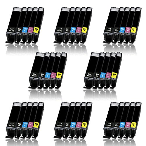 40 Druckerpatronen für CANON PIXMA IP7200 IP7250 IX6800 IX6850 MG5400 MG5450 MG5500 MG5550 MG5600 MG5650 MG5655 MG6300 MG6350 MG6400 MG6450 MG6600 MG6650 MX720 MX725 MX920 MX925 etc. mit Chip, kompatibel zu CANON PGI550 CLI551 von Cenado