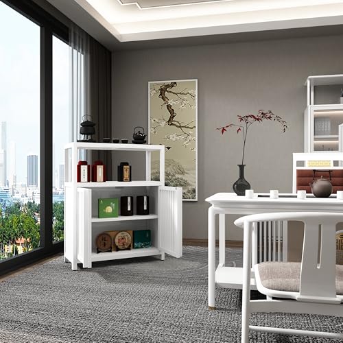 Cenbunsh White Large Capacity Bamboo Storage Cabinet Furniture for Bathroom Living Room Bathroom Bamboo Storage Cabinet with Shelves Cenbunsh White Large Capacity Bamboo Storage Cabinet Furniture for Bathroom Living Room Bathroom Bamboo Storage Cabinet with Shelves von Cenbunsh