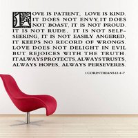 Vinyl Wand Kunst Aufkleber Große Bibel Vers Zitat Liebe 1 Korinther 13 Schlafzimmer von Cencarsign