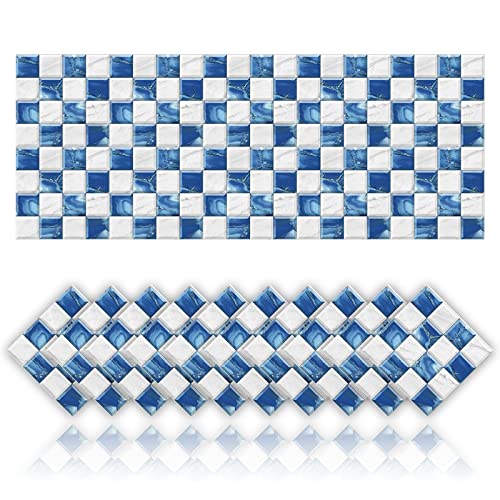 Cendray 20 Stück Fliesenaufkleber Selbstklebende Mosaik Stil Dekoration Aufkleber für Badezimmer Küche Wand DIY Öldichte wasserdichte PVC Fliesenaufkleber (10x10cm,Blau) von Cendray