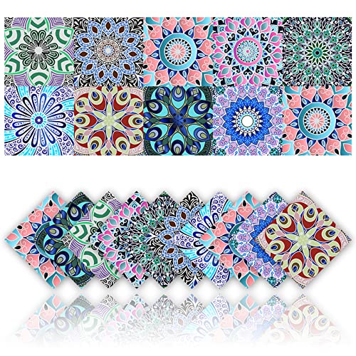 Cendray 20 Stücke wasserdichte PVC Fliesenaufkleber Selbstklebende Wanddekor Böhmischen Mosaik Stil Aufkleber für Badezimmer Küche Wand DIY Fliesen Klebefolie (10x10cm) von Cendray