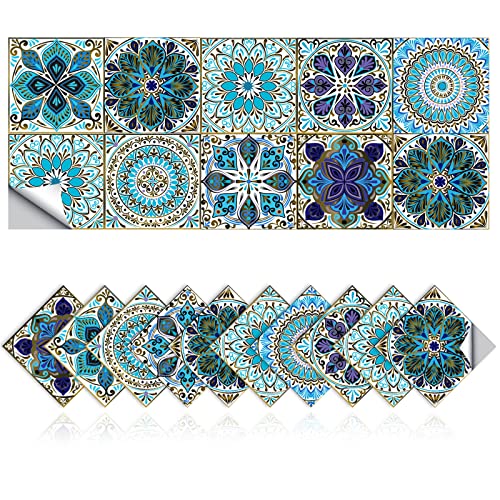 Cendray Fliesenaufkleber, Retro-Fliesenaufkleber für Badezimmer, Küche und Heimwerker, ölfestes wasserdichtes PVC selbstklebend Marokko-Stil Dekoration (20,10x10cm) von Cendray