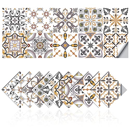 Cendray Mosaikfliesenaufkleber wasserdichte PVC Selbstklebende Dekoration Marokko Stil Einfache Fliesenaufkleber, Küche und Bad DIY Wandaufkleber (20,10x10cm) von Cendray