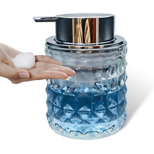 Handschäumender Seifenspender aus Glas mit silberfarbener Pumpe, nachfüllbarer Handseifenspender für Badezimmer und Küche (1 Pack-D887) von Cendray