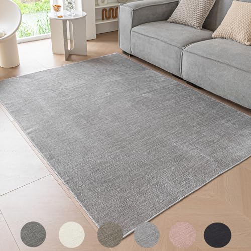 Ceneco Grau Teppich Wohnzimmer,Rutschfester Waschbarer Teppich Kurzflor, Rutschfester Teppich für Schlafzimmer Küche(Grau,60x120cm) von Ceneco