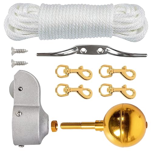 Cenifin Hochleistungs Fahnenmast Zubehör Mit 3-Zoll Anodierkugel 2-Zoll LKW Nylonscheibe Für 1 6-2-Zoll Flagstaffs Aluminium Leichtmetall Fahnenmast Zubehör Freien von Cenifin