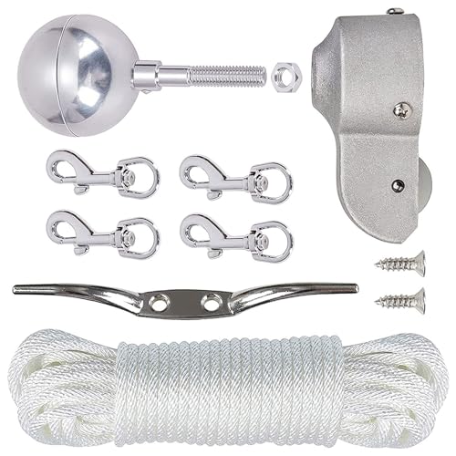 Cenifin Hochleistungs Fahnenmast Zubehör Mit 3-Zoll Anodierkugel 2-Zoll LKW Nylonscheibe Für 1 6-2-Zoll Flagstaffs Aluminium Leichtmetall Fahnenmast Zubehör Freien von Cenifin