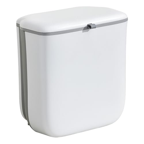 Cenifin Retractables Wandmontierte Müllbehälter 9l Faltbares Design Wasserdichtes Deckel Küchenabfallsabfall Für Die Counter Waschbecken Schränke Tür Montierter Mülleimer von Cenifin